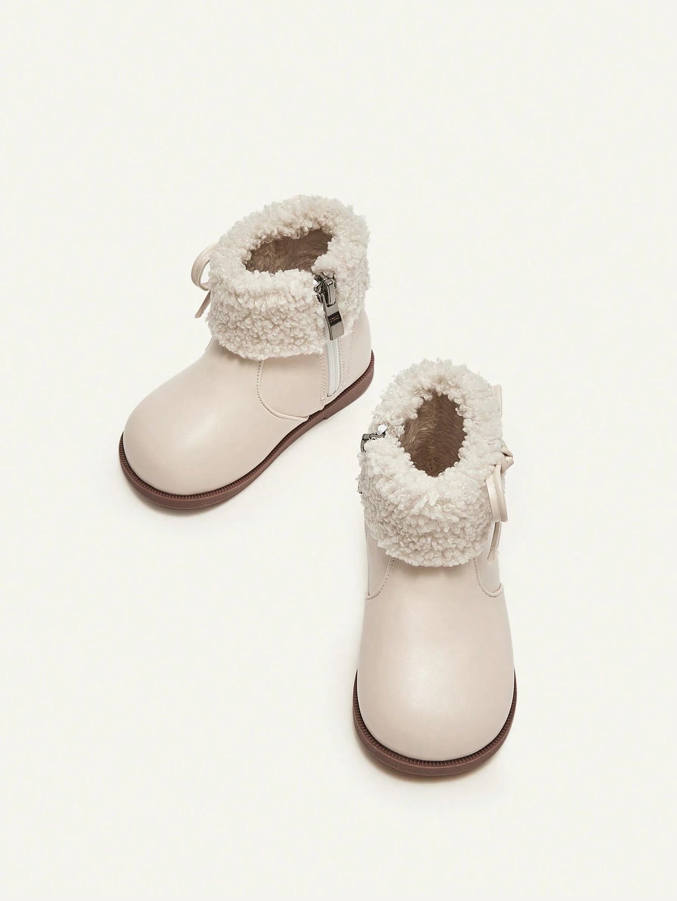 Cozy Pixies Cute Fashionable Bowknot Design Plush Lined Warm Baby Soft Sole Anti-slip Short Boots