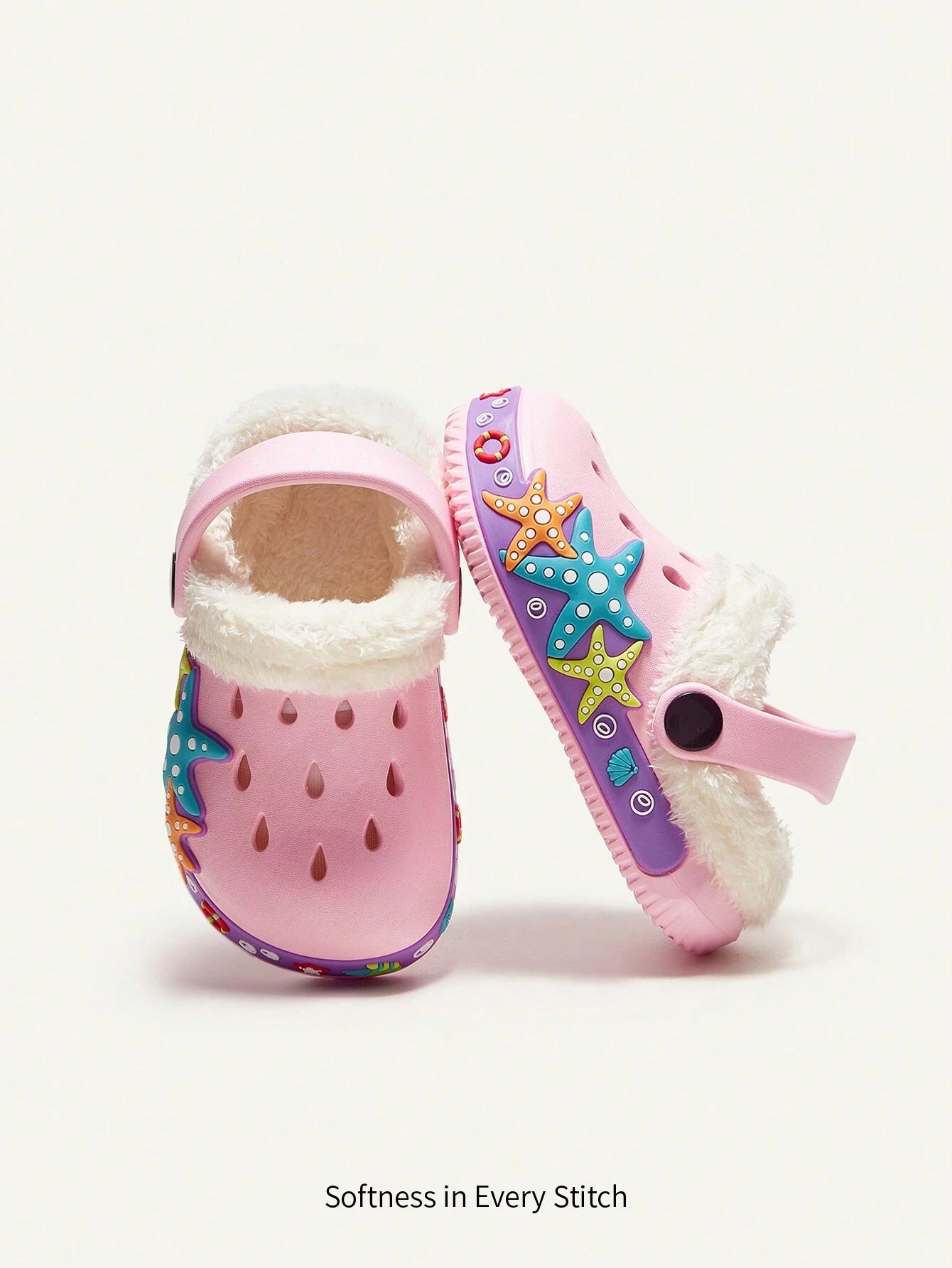 Cozy Pixies 1 Pair Kids Cute Cartoon White Snowman Pattern Garden Shoes Pink