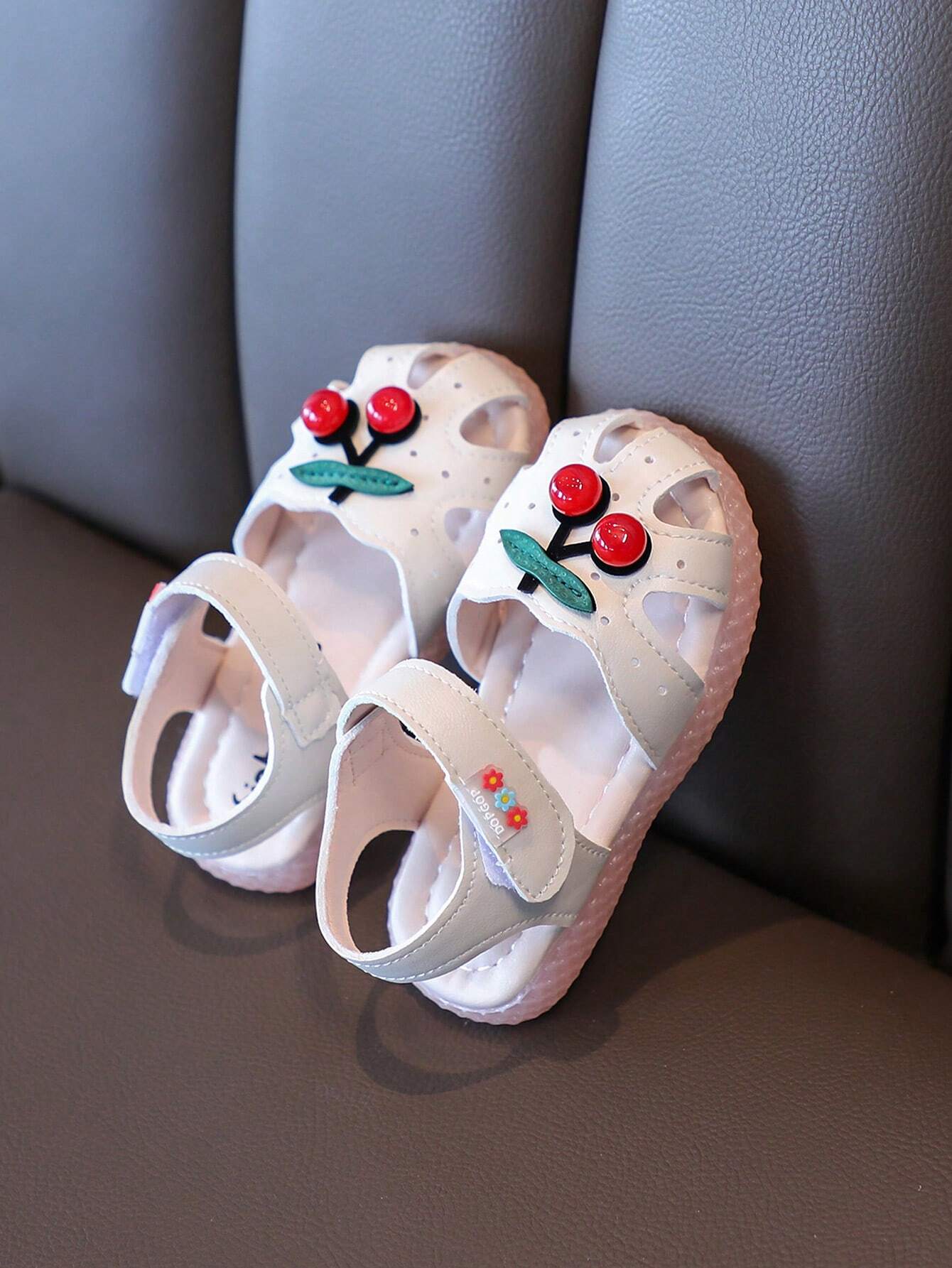 1 Pair Baby Toddler Girls Princess Cherry Soft Sole Non-Slip Comfortable Walking Shoes