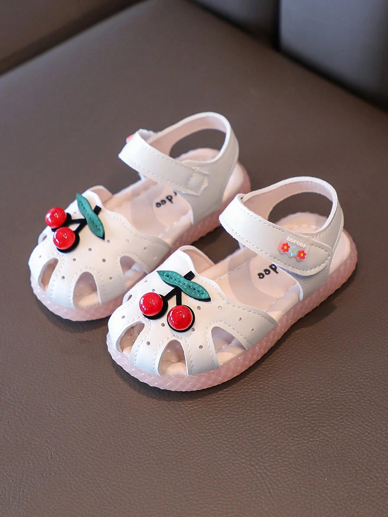 1 Pair Baby Toddler Girls Princess Cherry Soft Sole Non-Slip Comfortable Walking Shoes