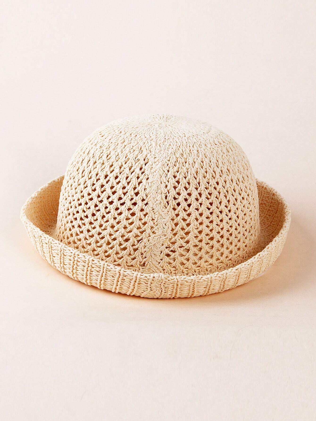 1pc Breathable Knitted Cartoon Bear Decor Sun Hat