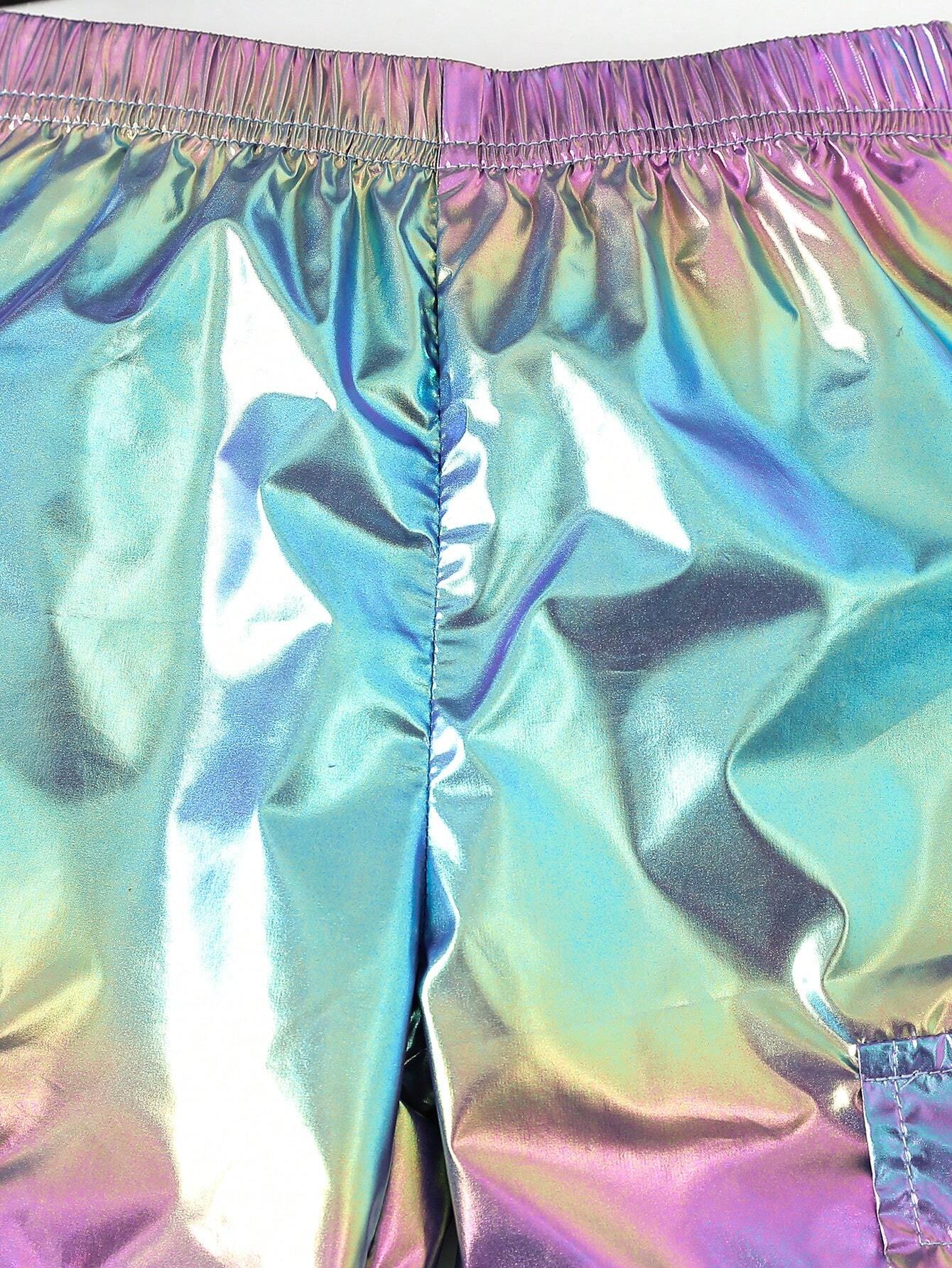 2pcs Young Girl Summer Fashionable Colorful Night Luminous Long Pants Set