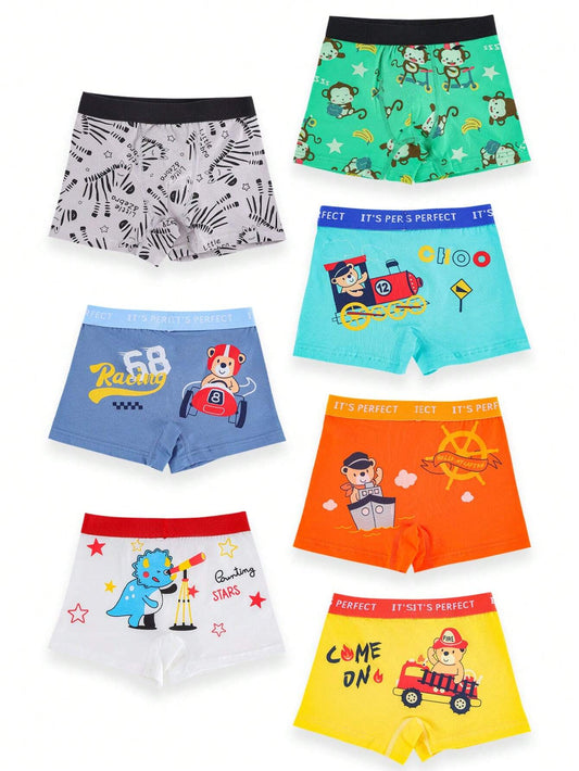 Young Boy 7pcs Set Cartoon Bear Print Underwear Multicolor 2