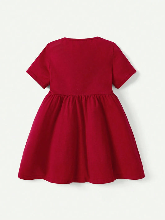 Cozy Pixies Baby Girl Round Neck Short Sleeve A-Line Dress Set