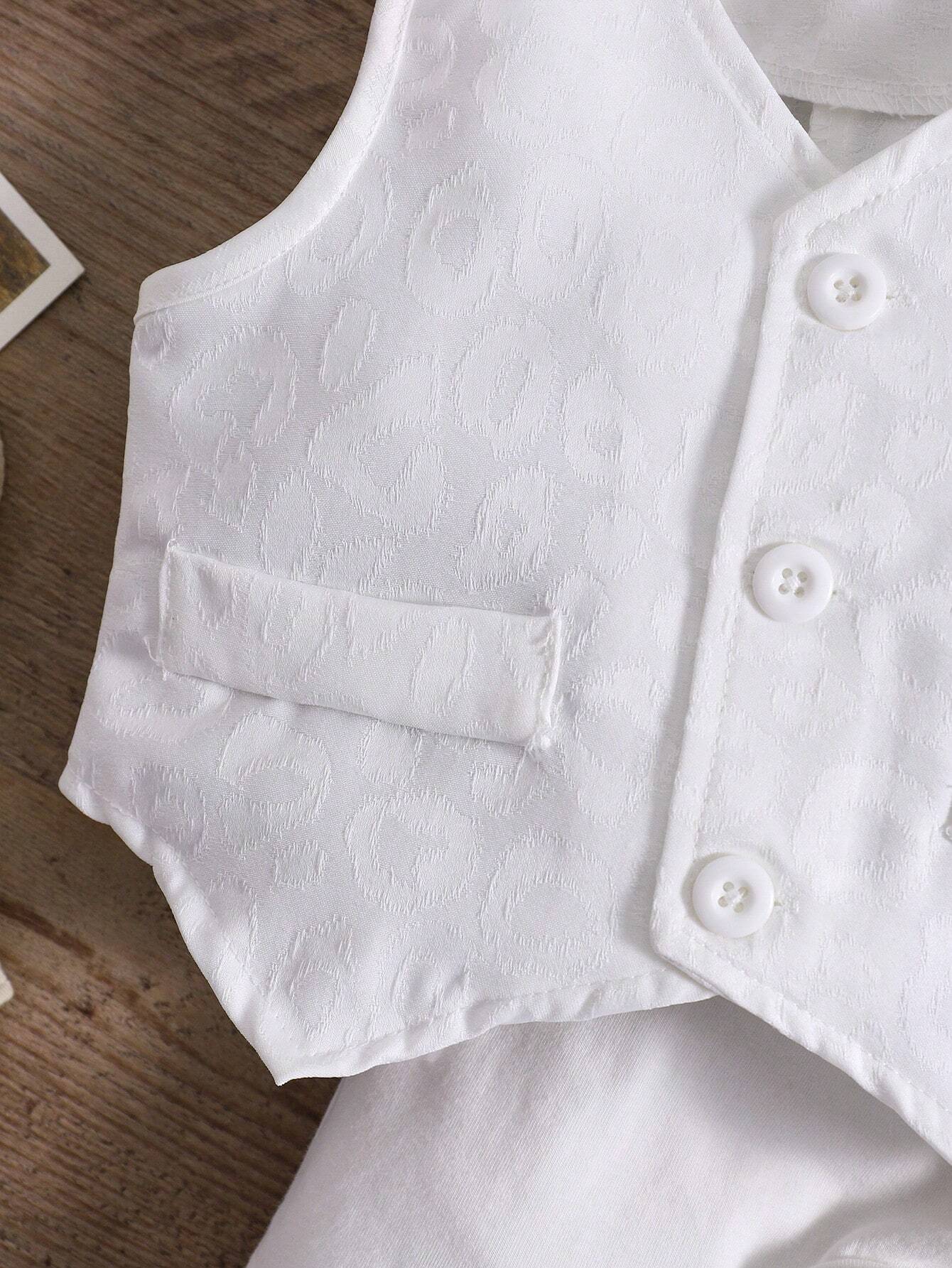 Baby Boy Woven Seersucker Embroidered Romper Shortall