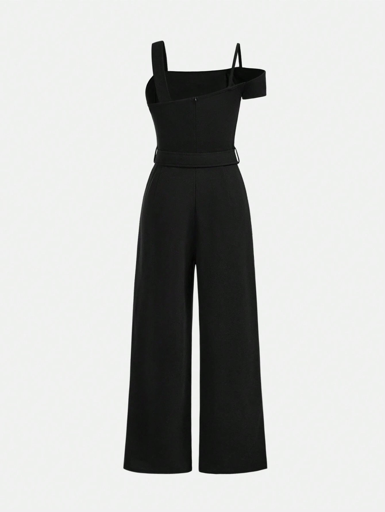 Tween Girl Daily Casual Woven Solid Color Strap Jumpsuit