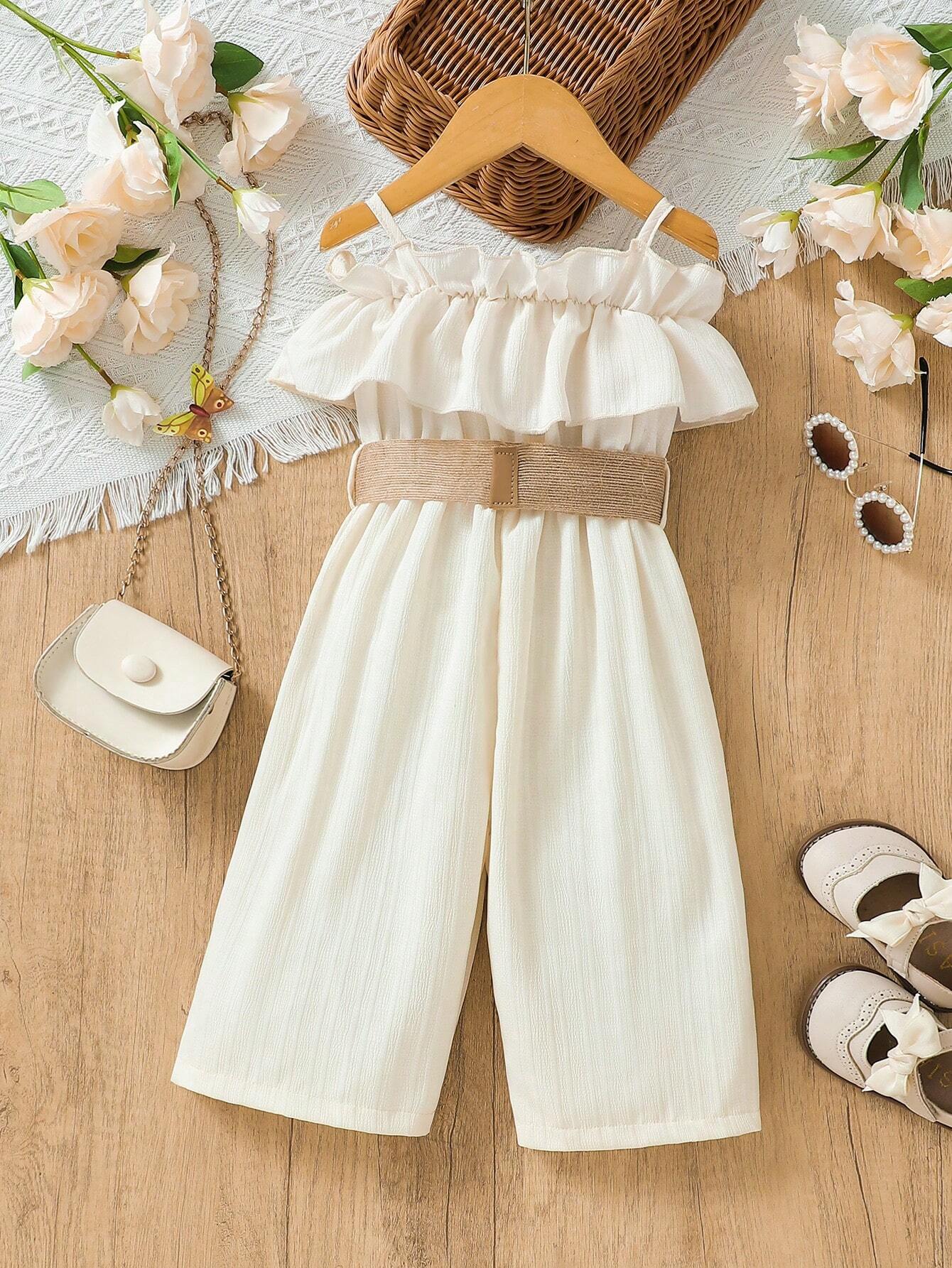 Baby Girl Casual Elegant Simple And Versatile Strapless Jumpsuit