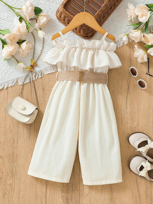 Baby Girl Casual Elegant Simple And Versatile Strapless Jumpsuit