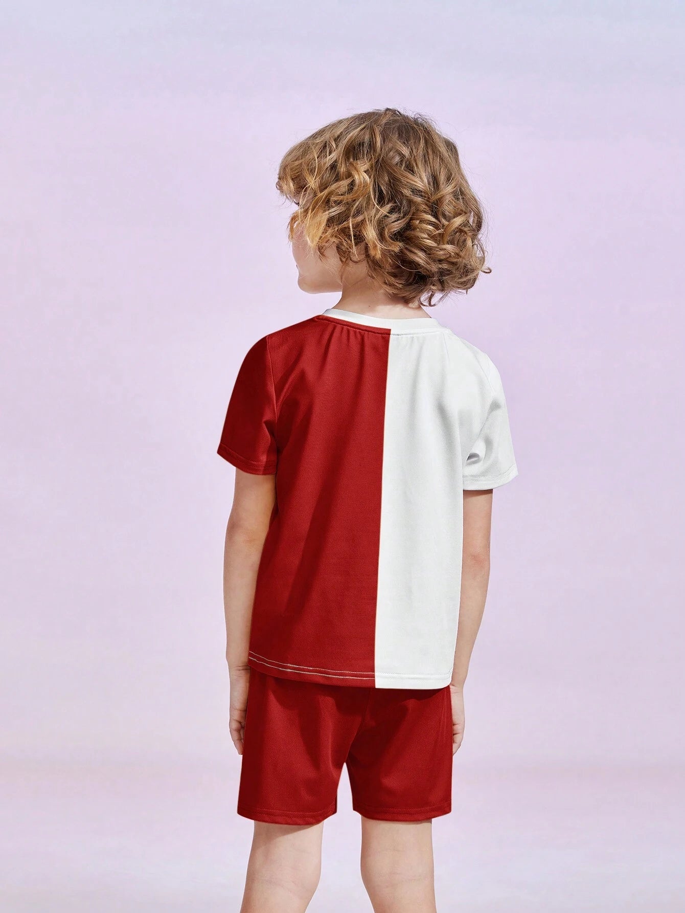 Young Boy Cartoon Graphic Colorblock Tee And Shorts Set
