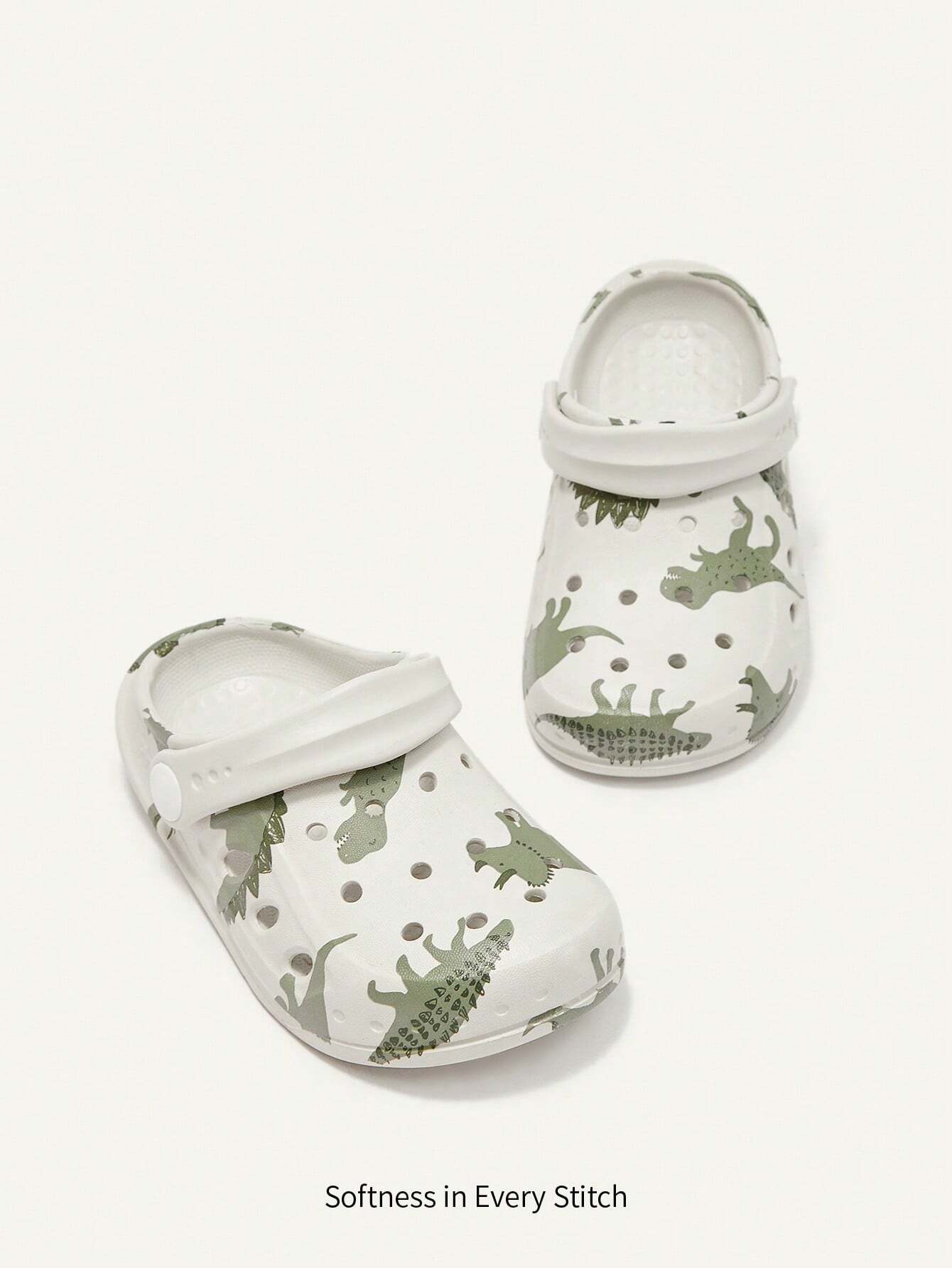 Cozy Pixies Cute And Fun Dinosaur Printed Cartoon Baby Clogs