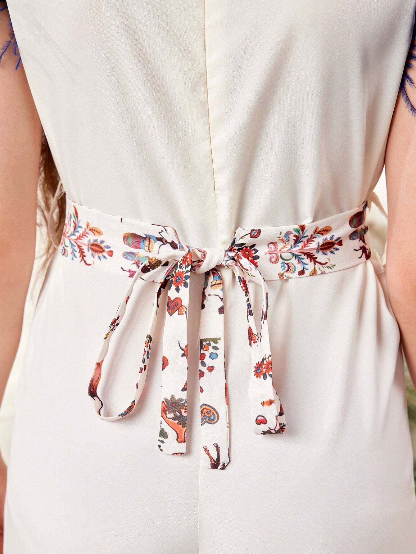 Tween Girl Casual Elegant Holiday Patchwork Fuzzy Colorblock Jumpsuit With Waist Belt
