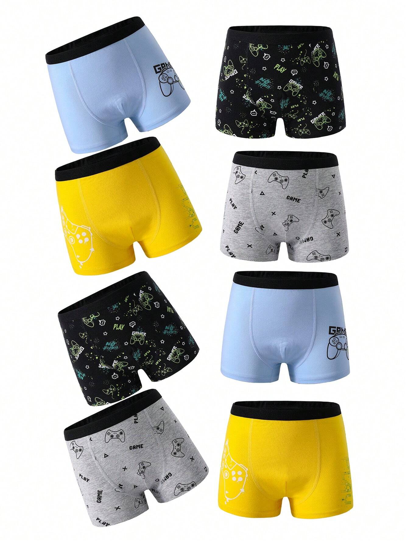 8pcs/Pack Young Boy Retro Video Game Printed Cotton Brief Underwear Multicolor 2