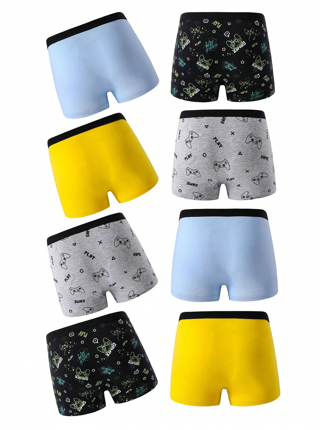 8pcs/Pack Young Boy Retro Video Game Printed Cotton Brief Underwear