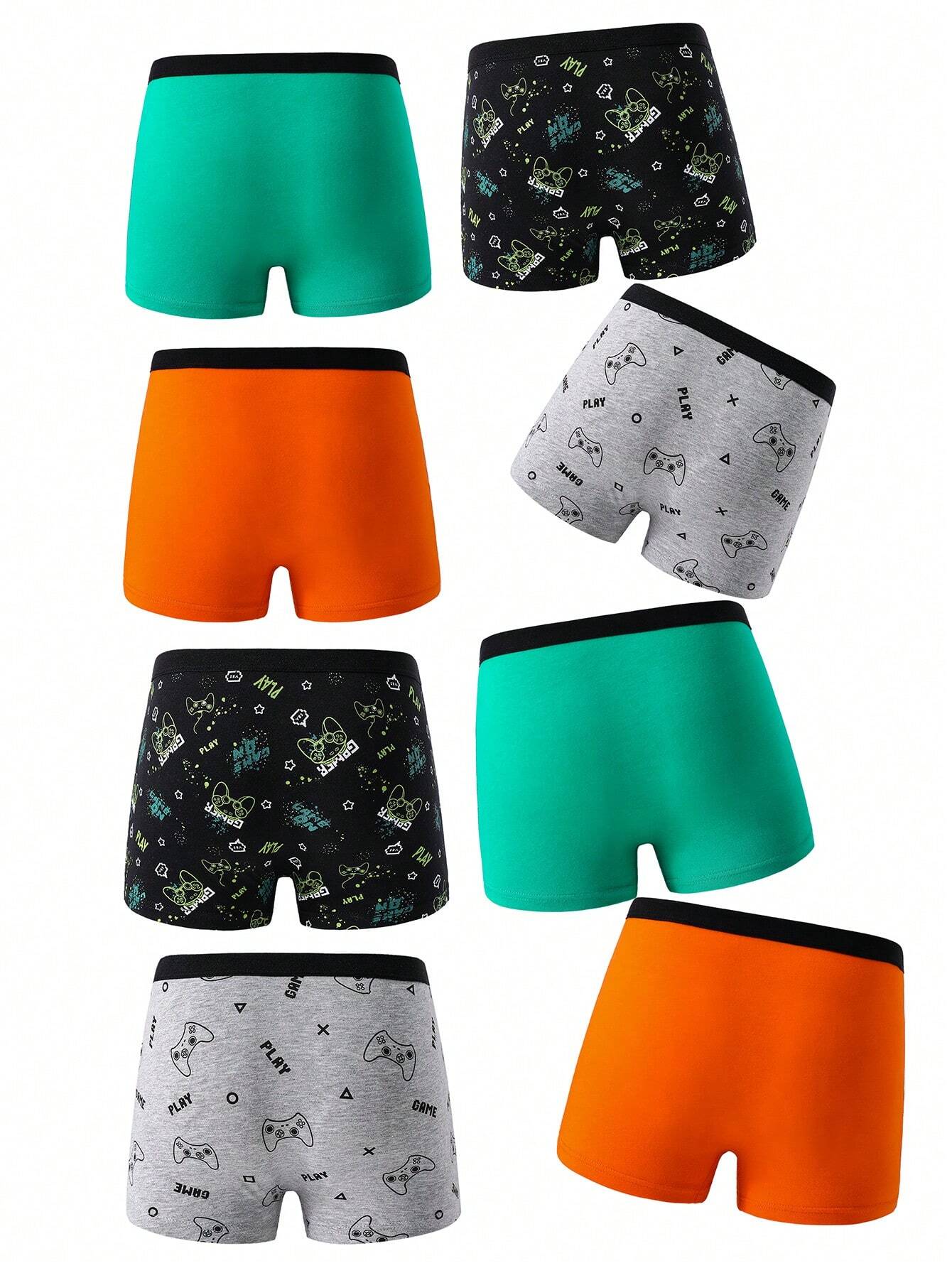 8pcs/Pack Young Boy Retro Video Game Printed Cotton Brief Underwear Multicolor 3