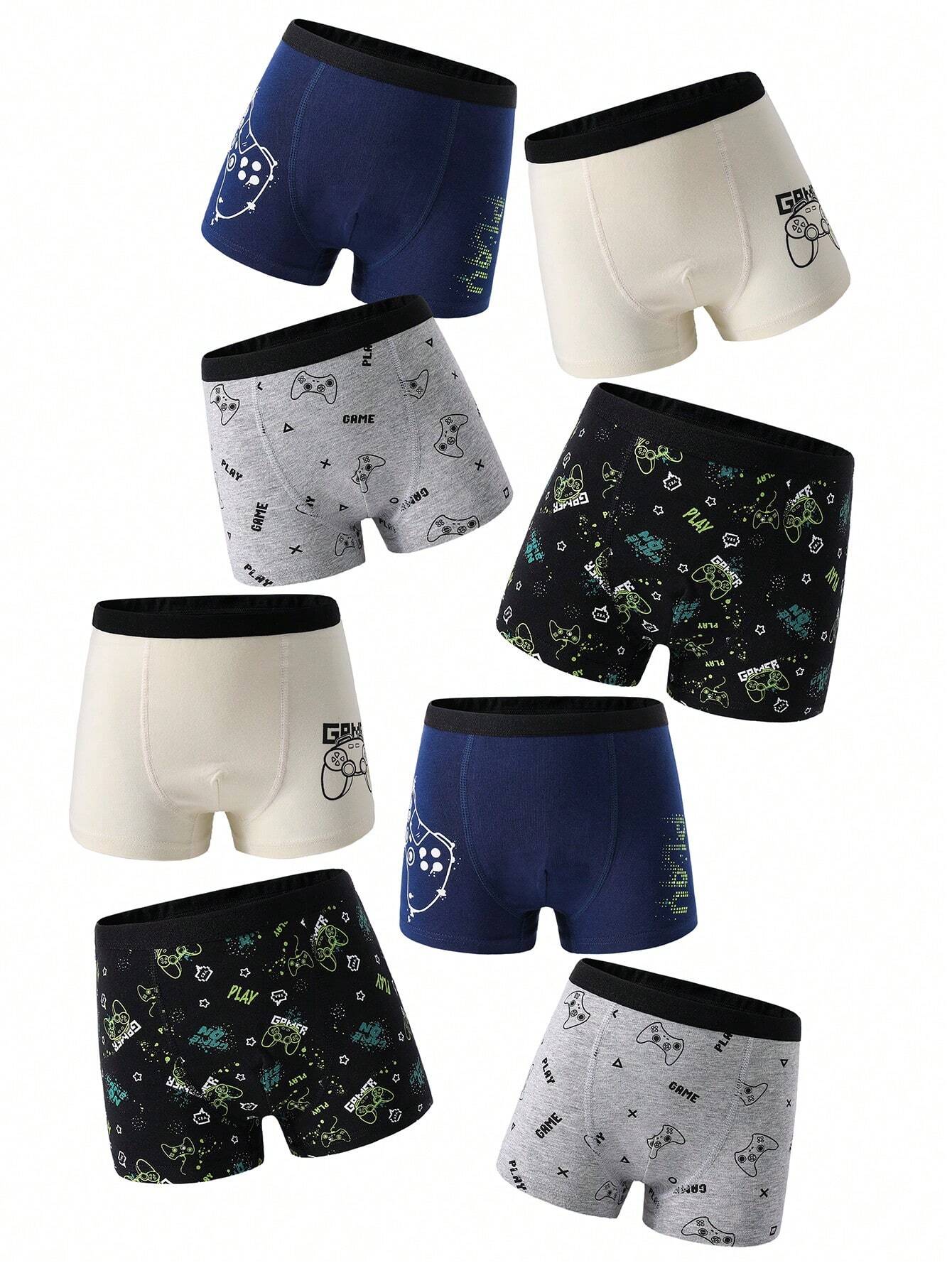 8pcs/Pack Young Boy Retro Video Game Printed Cotton Brief Underwear Multicolor 4