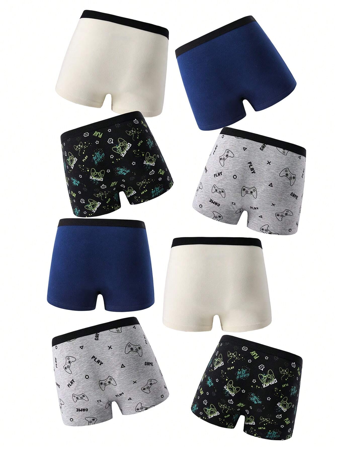 8pcs/Pack Young Boy Retro Video Game Printed Cotton Brief Underwear