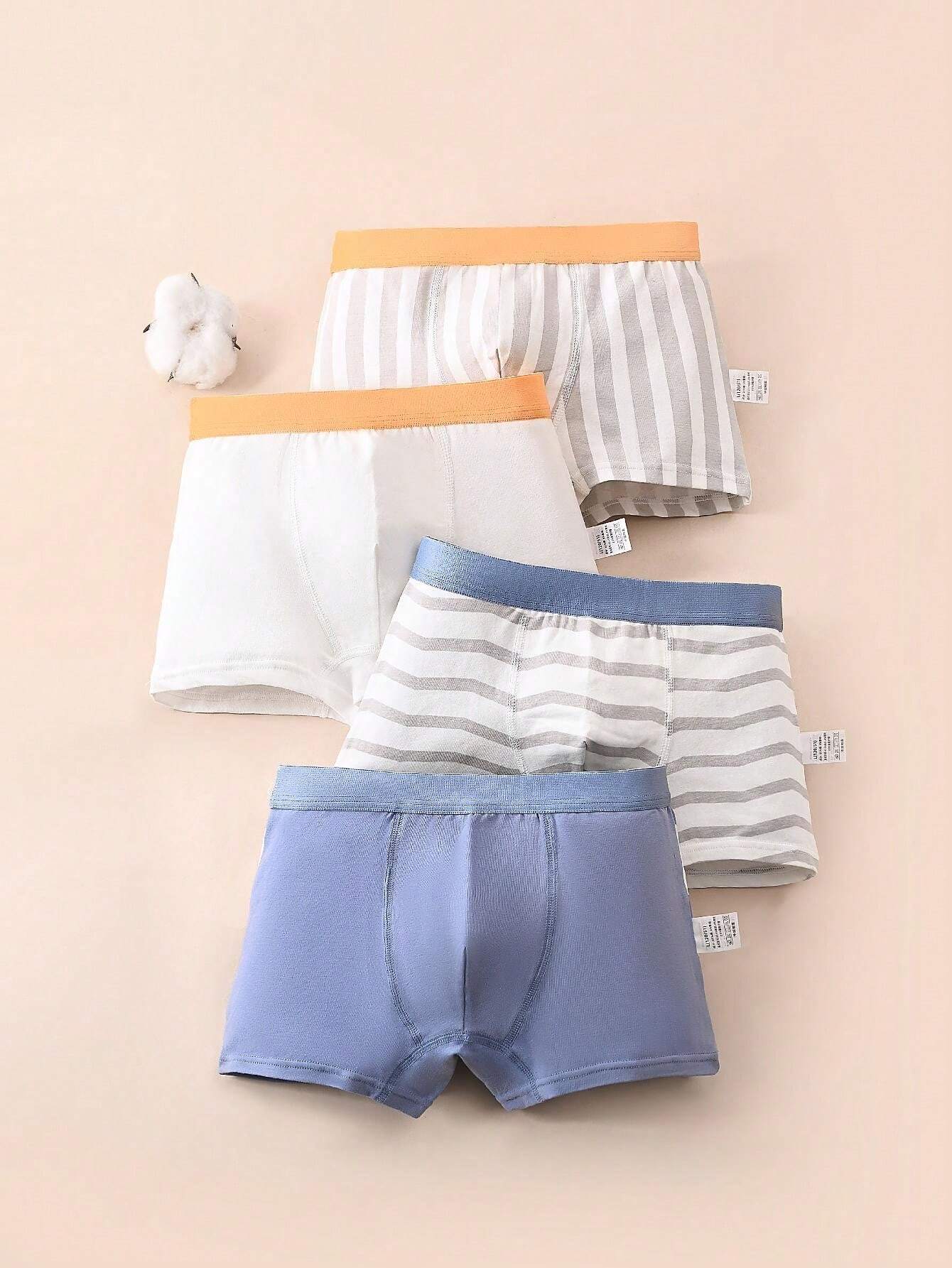 4pcs/Pack Young Boy Construction Vehicle Printed Boxer Briefs