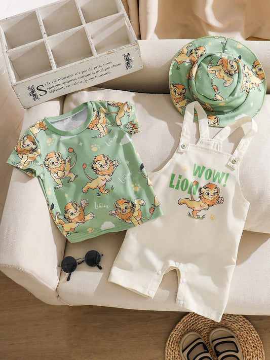 Baby Boy Cute And Fun Little Lion Spring/Summer Casual Three-Piece Set Multicolor