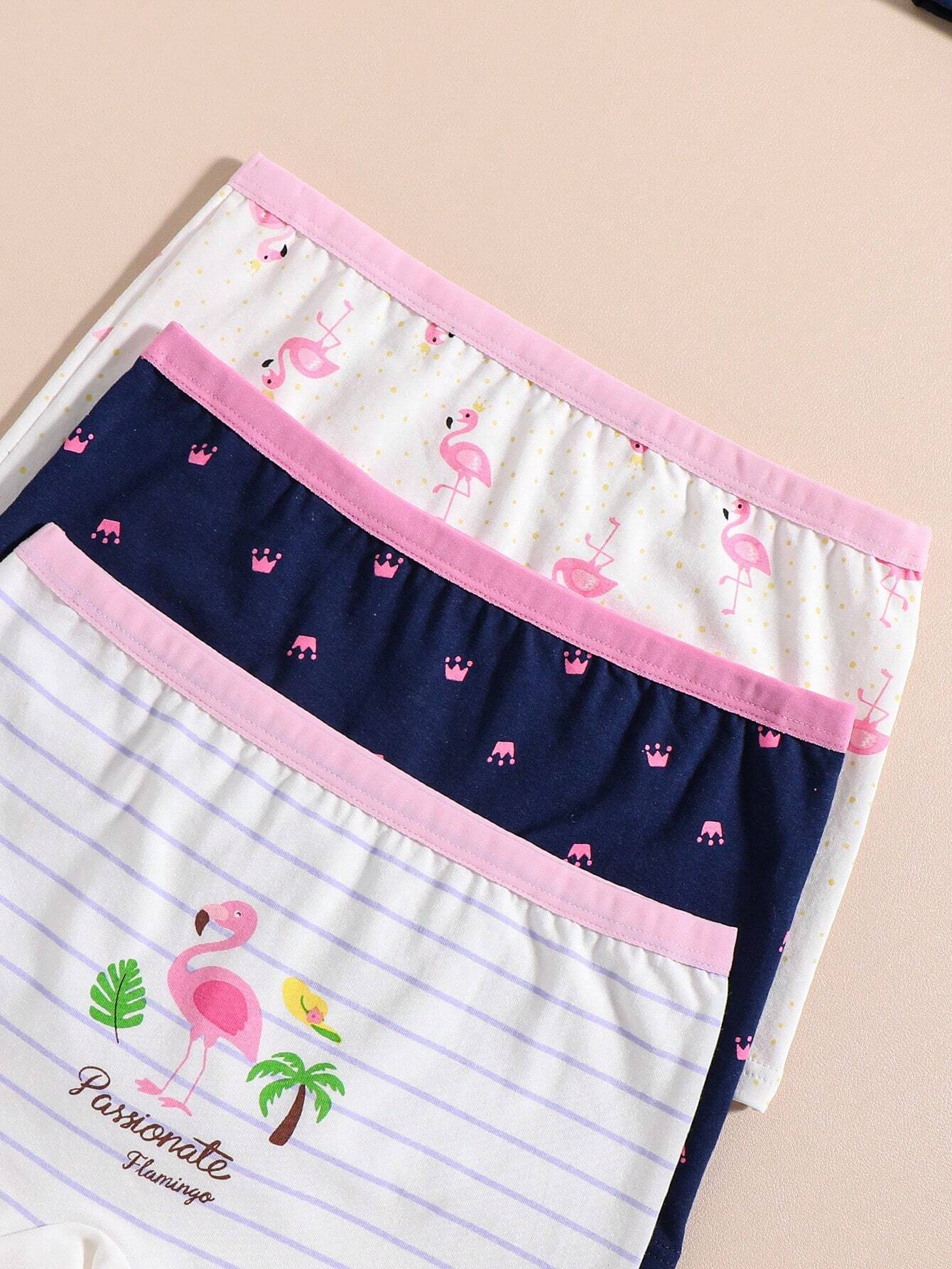 Tween Girl Flamingo Printed Camisole With Matching Briefs Underwear Set