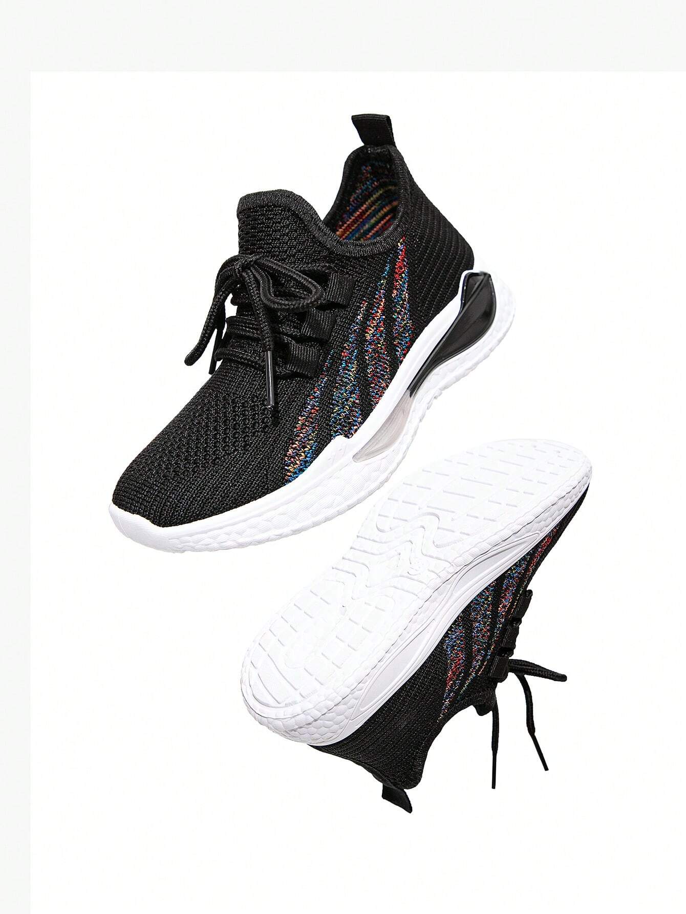 JNSQ 1 Pair All-Match Casual Versatile Breathable Lace-Up Boys Black Soft Sole Sneakers