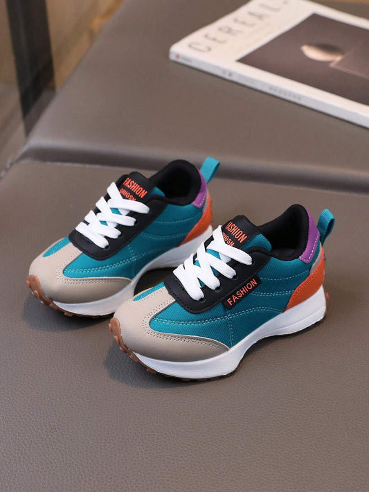 1pair PU Mesh Unisex Toddler Sneakers With Laces