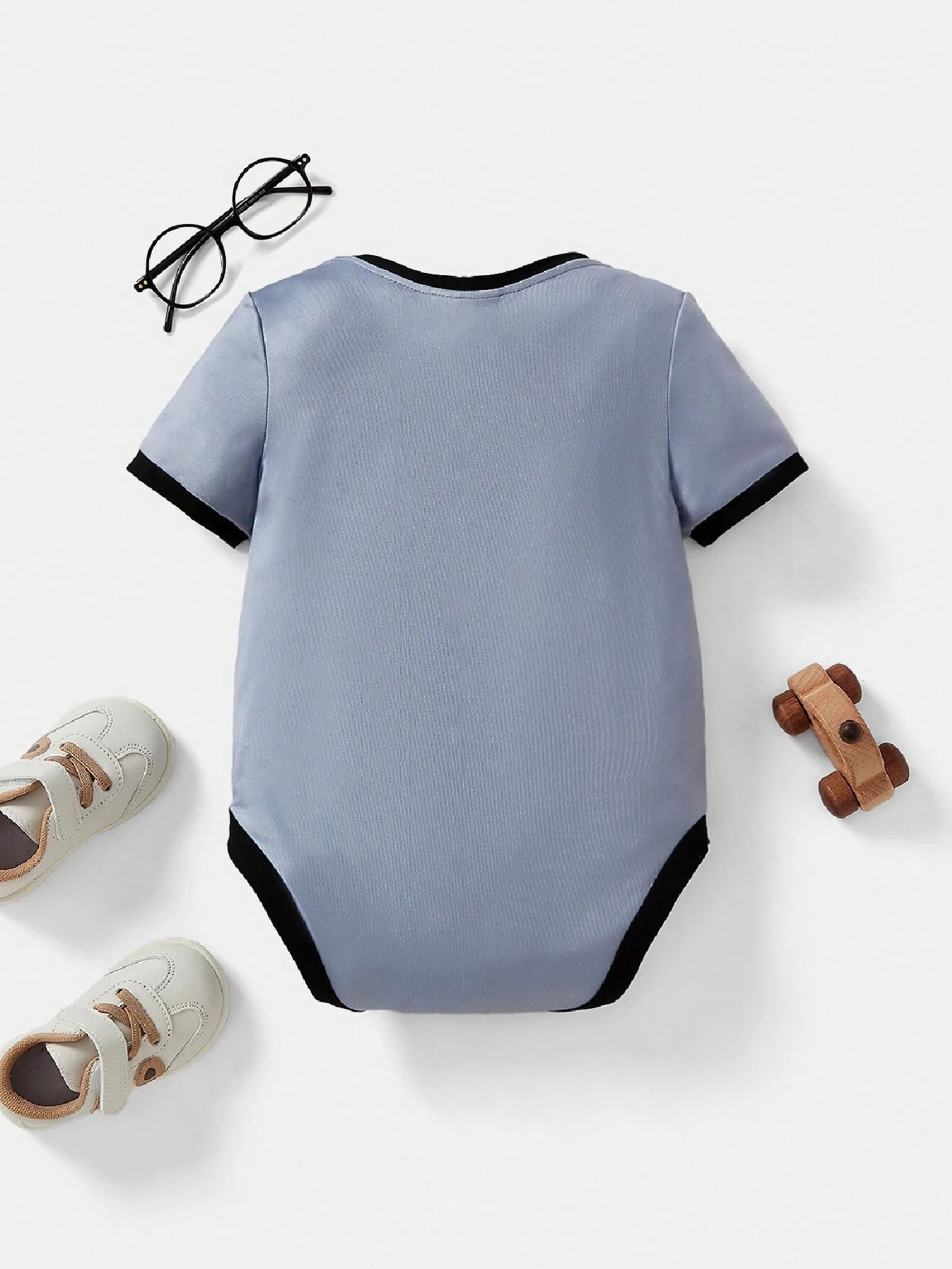 Baby Boy Cute Cartoon Rabbit And English Letters Printed Ringer Bodysuit