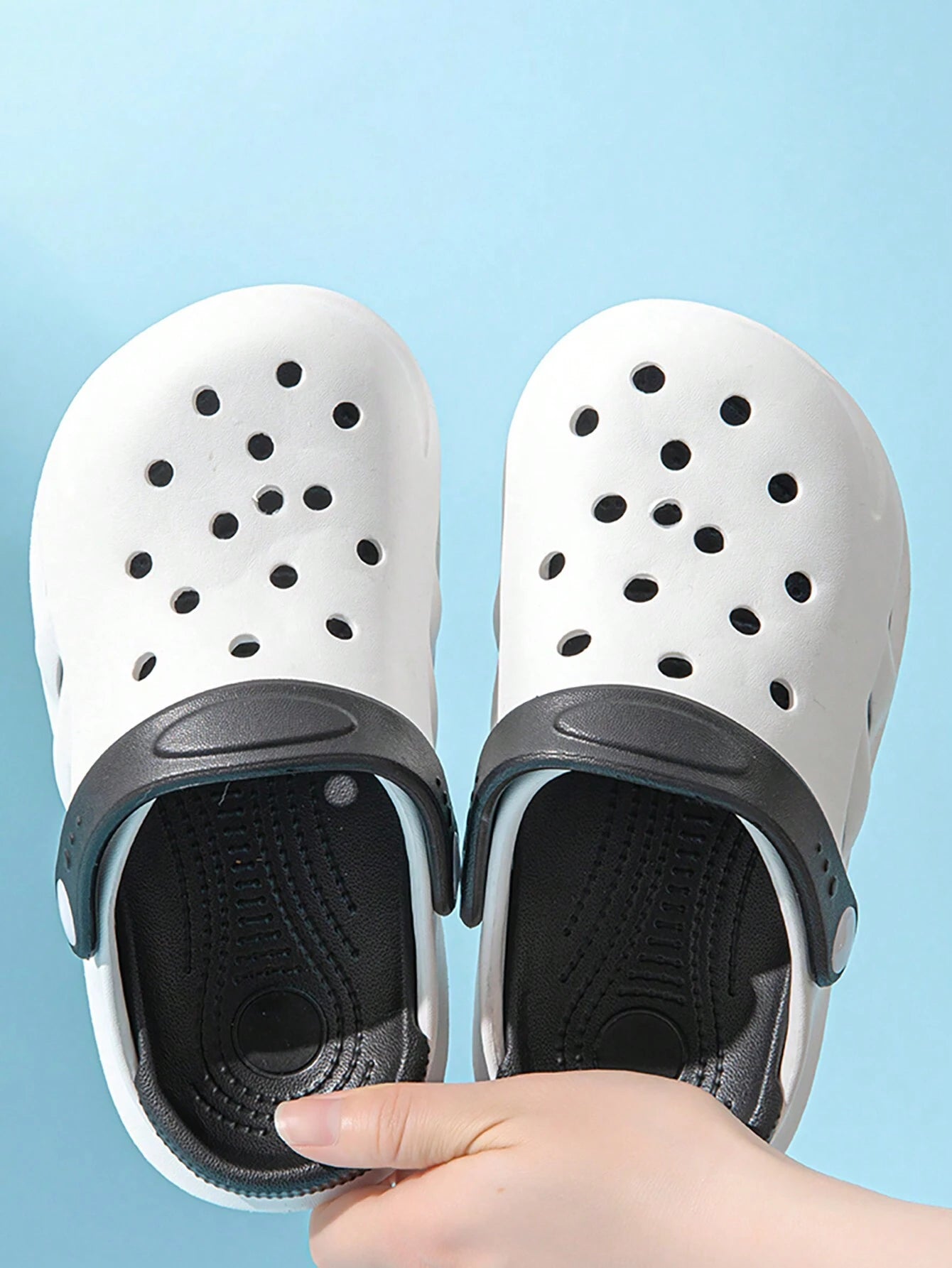 Kids' Breathable EVA Perforated Clogs Black & White