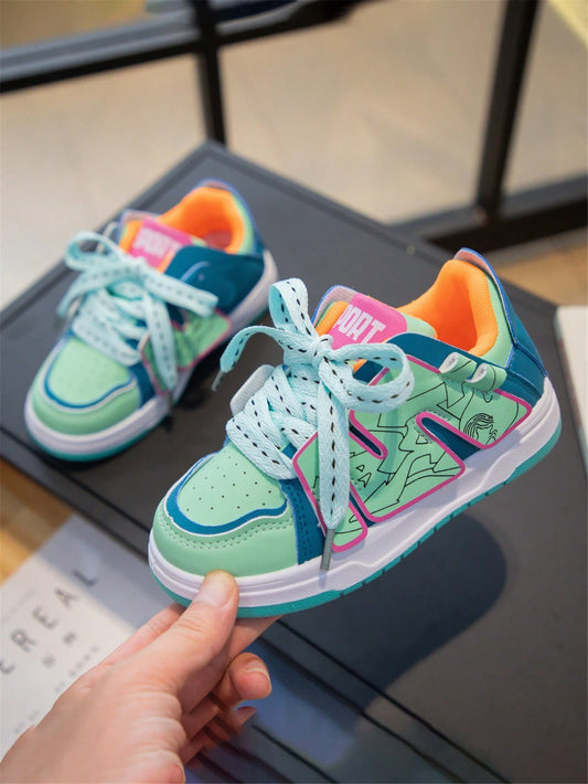 New Graffiti Design Breathable Anti-Slip Soft Sole Children's Sneakers Green