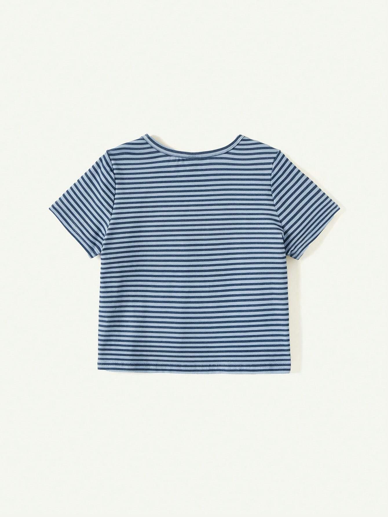 Baby Boy Striped Round Neck Oversized Sweater And Solid Color Suspender Shorts