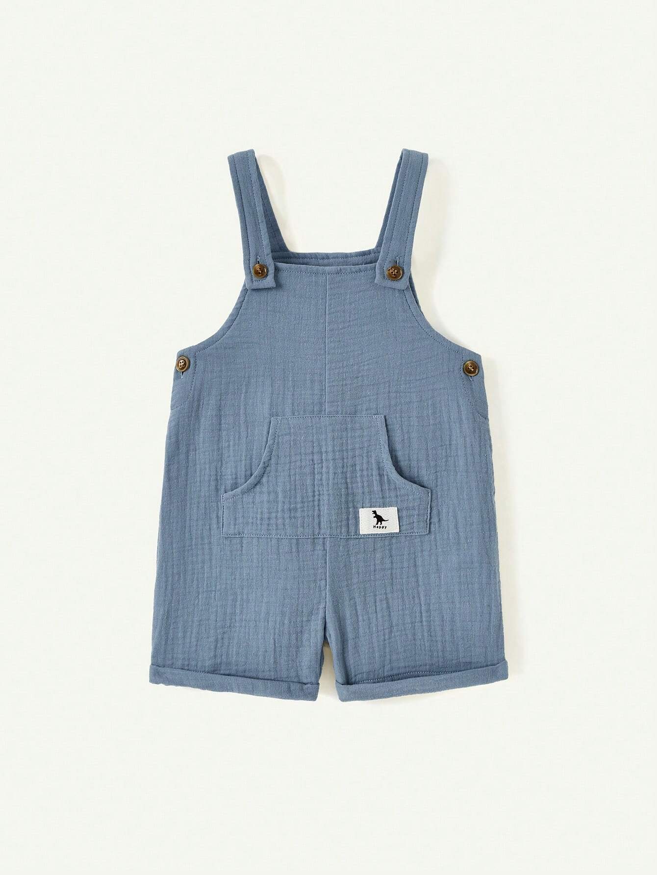 Baby Boy Striped Round Neck Oversized Sweater And Solid Color Suspender Shorts