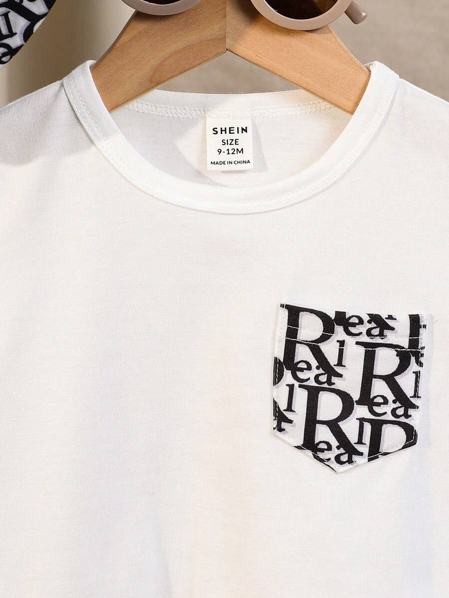 Baby Boy All-Over Print Knit T-Shirt, Shorts And Hat Set