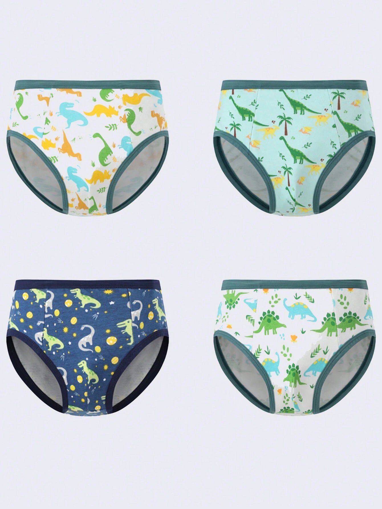 Young Boy 4pcs Cartoon Graphic Contrast Binding Brief Multicolor 2
