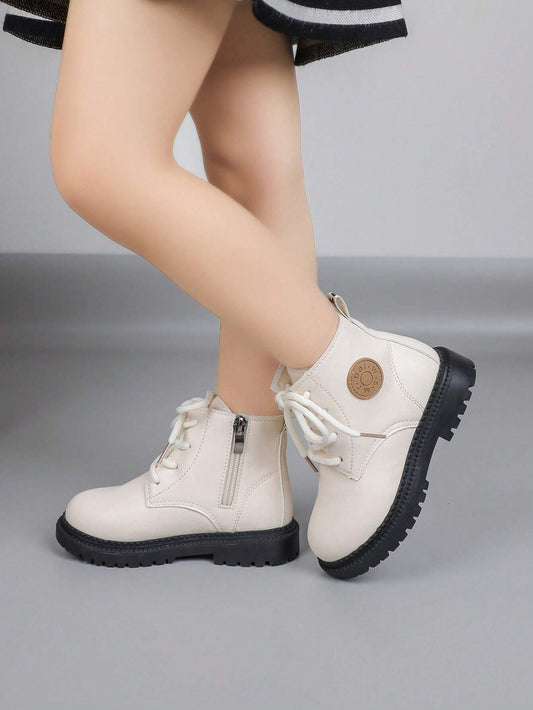 Fashion Thickened Sole Children's Boots Beige