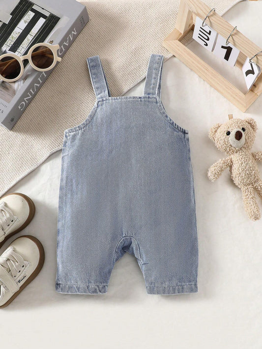 Baby Boy Cartoon Graphic 3D Ear Design Denim Romper