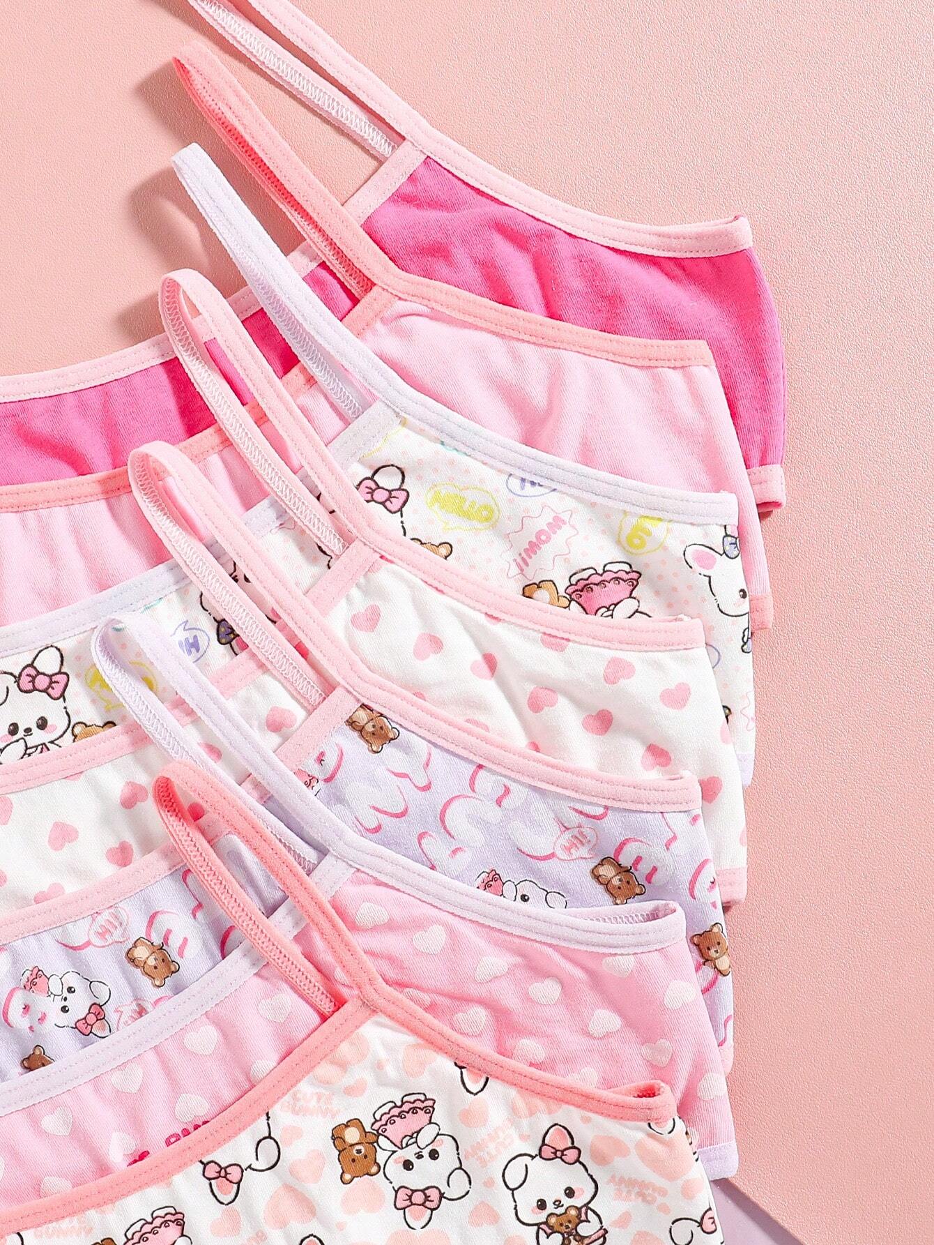 Tween Girl Rabbit Printed Color-Block Edged Camisole Set