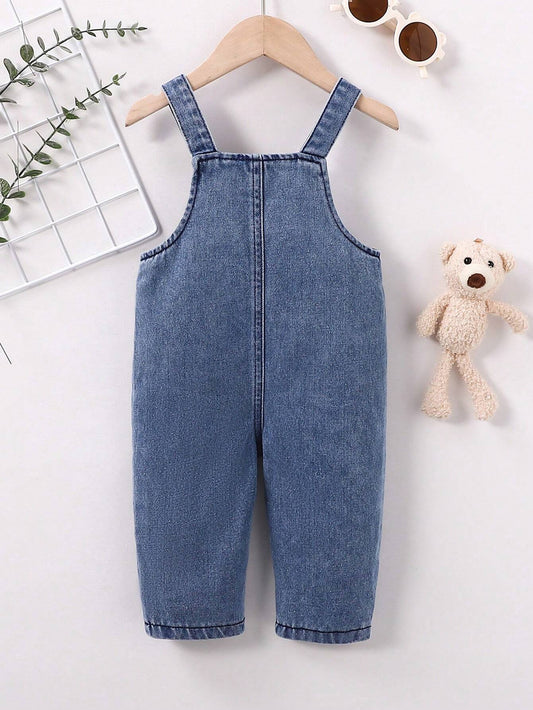 1pc Baby Boys' Teddy Bear Overall Jumpsuit