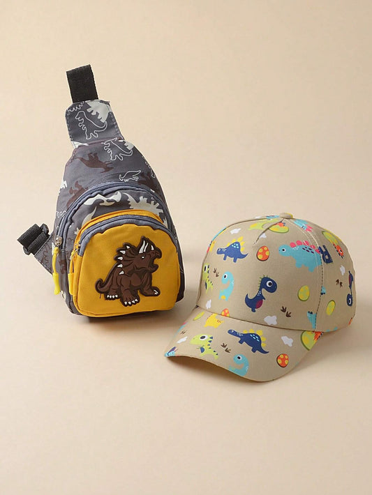 2pcs Children's Baseball Cap And Cross-Body Bag Set Olive Green