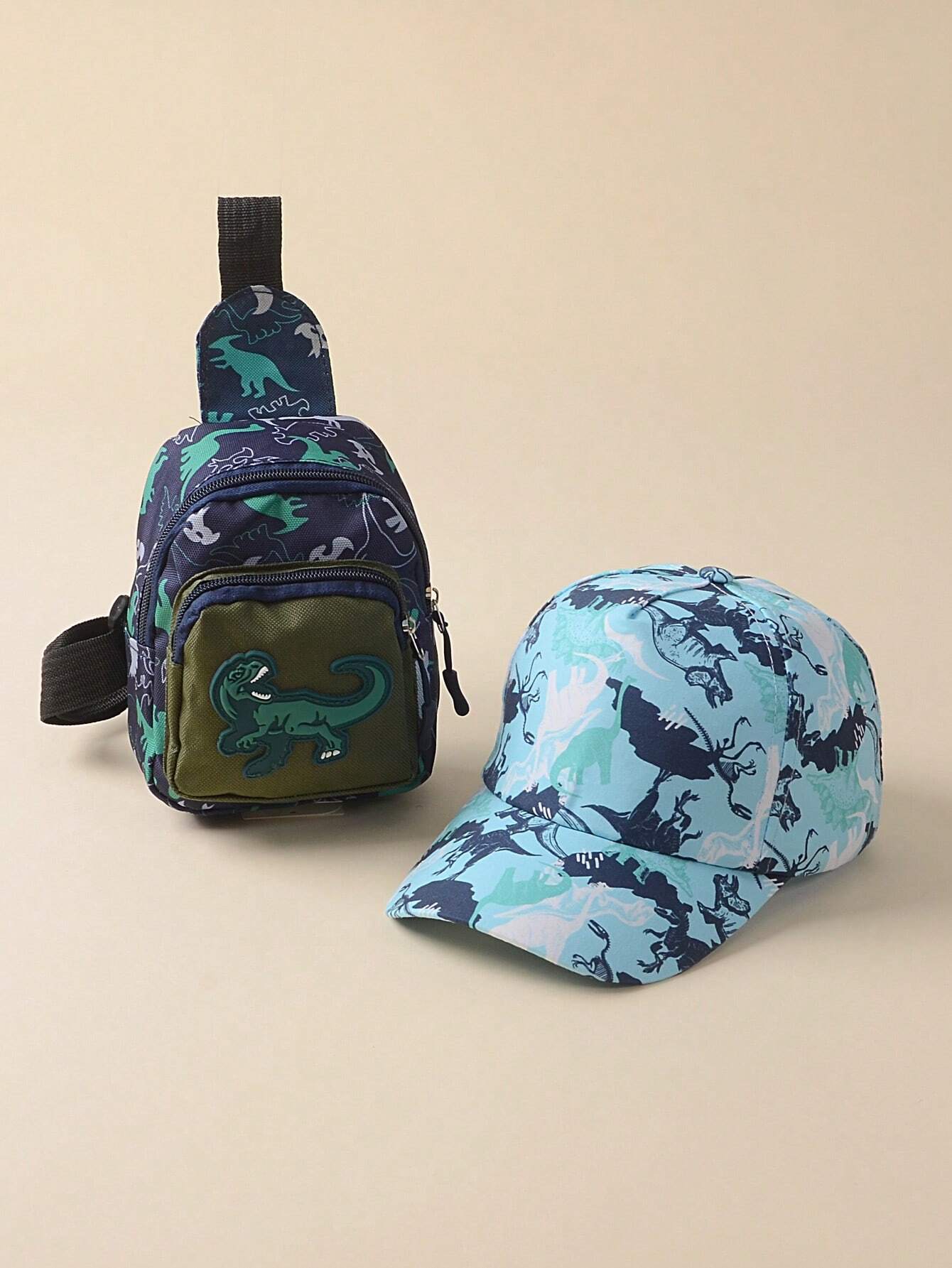 2pcs Children's Baseball Cap And Cross-Body Bag Set Green