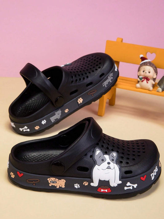 Kids' Four Seasons Doggy Slippers Black