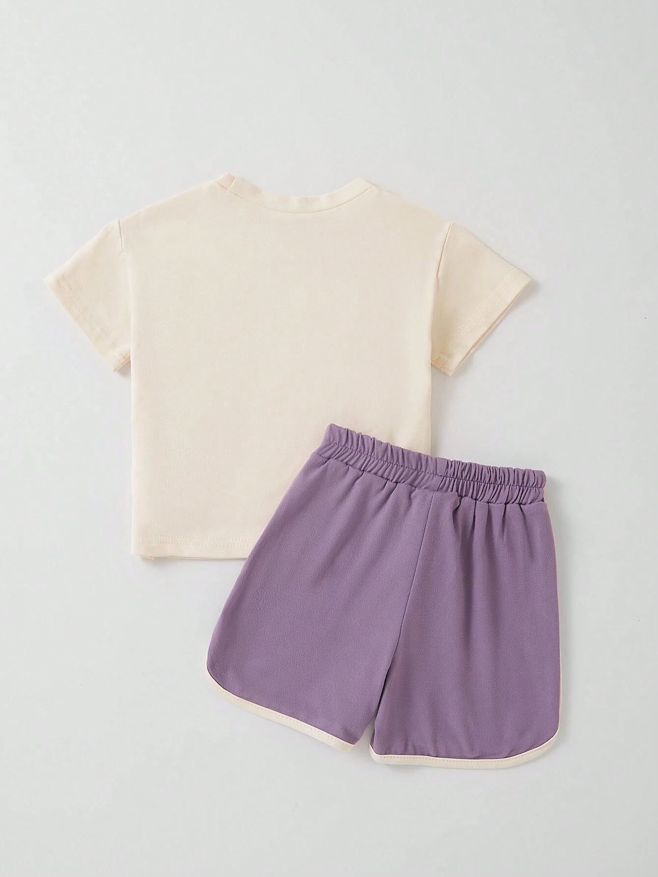 2pcs Baby Girls' Cute Bunny Embroidery Casual Short Sleeve Top And Shorts Set