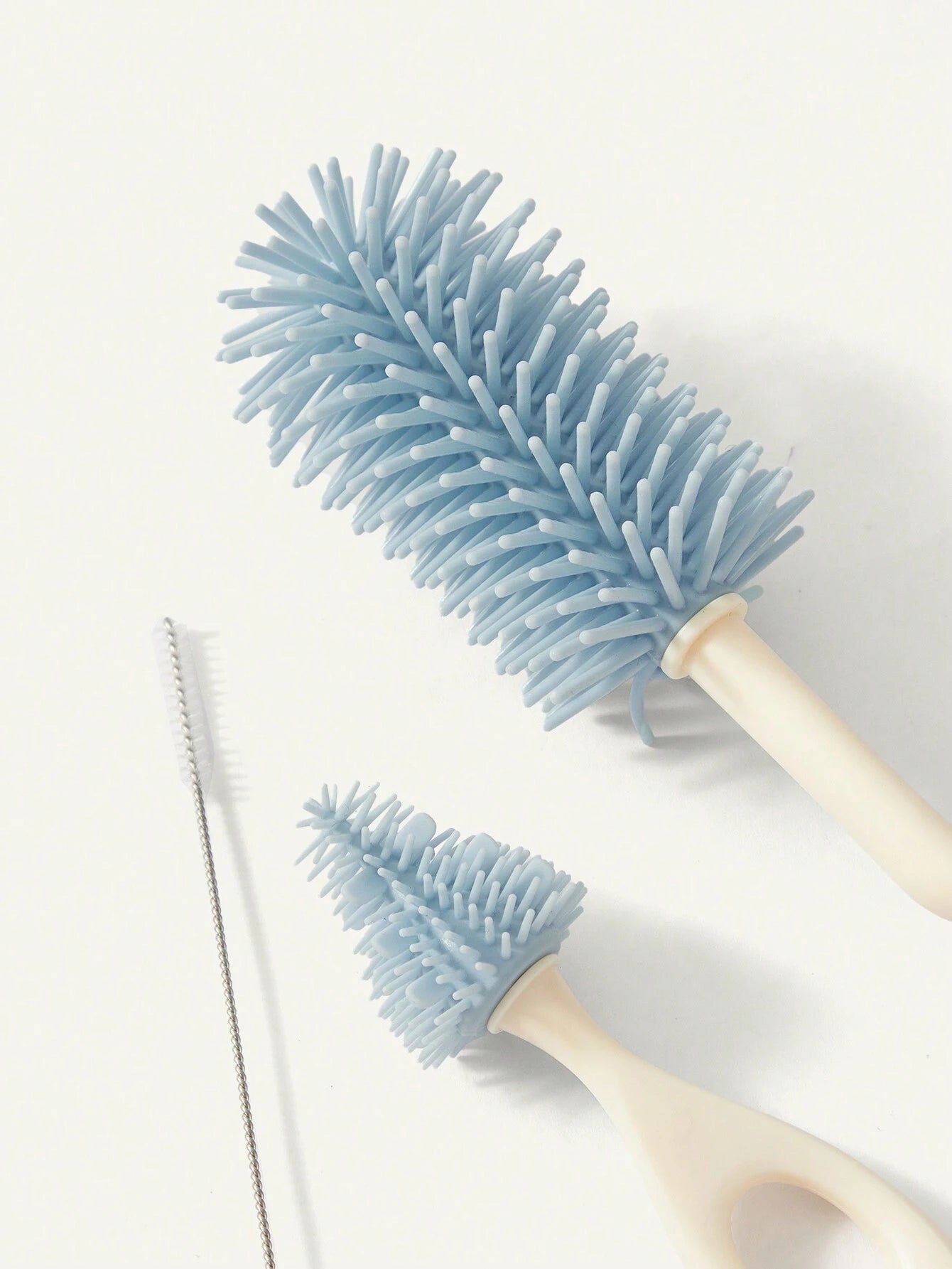 Cozy Pixies Cozy Pixies Baby Bottle Feeding Accessory, 3pcs Blue Rainbow Bottle Cleaning Brush Set