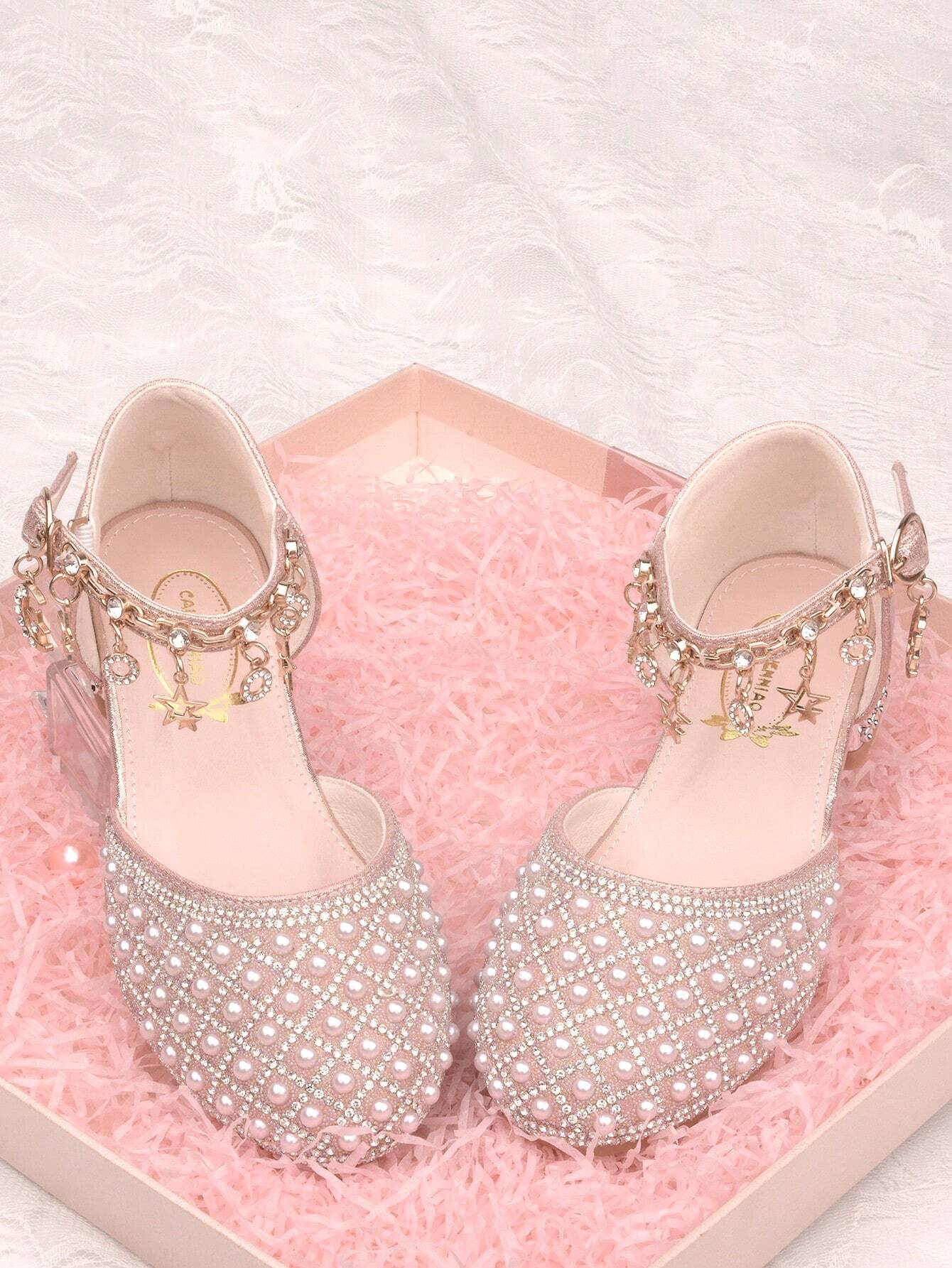 Kids Crystal High Heel Shoes Princess Shoes Pink