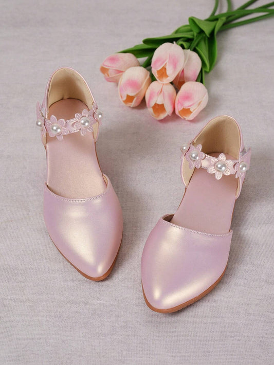 Girls' Floral Decorated Soft Sole High Heel Dress Shoes