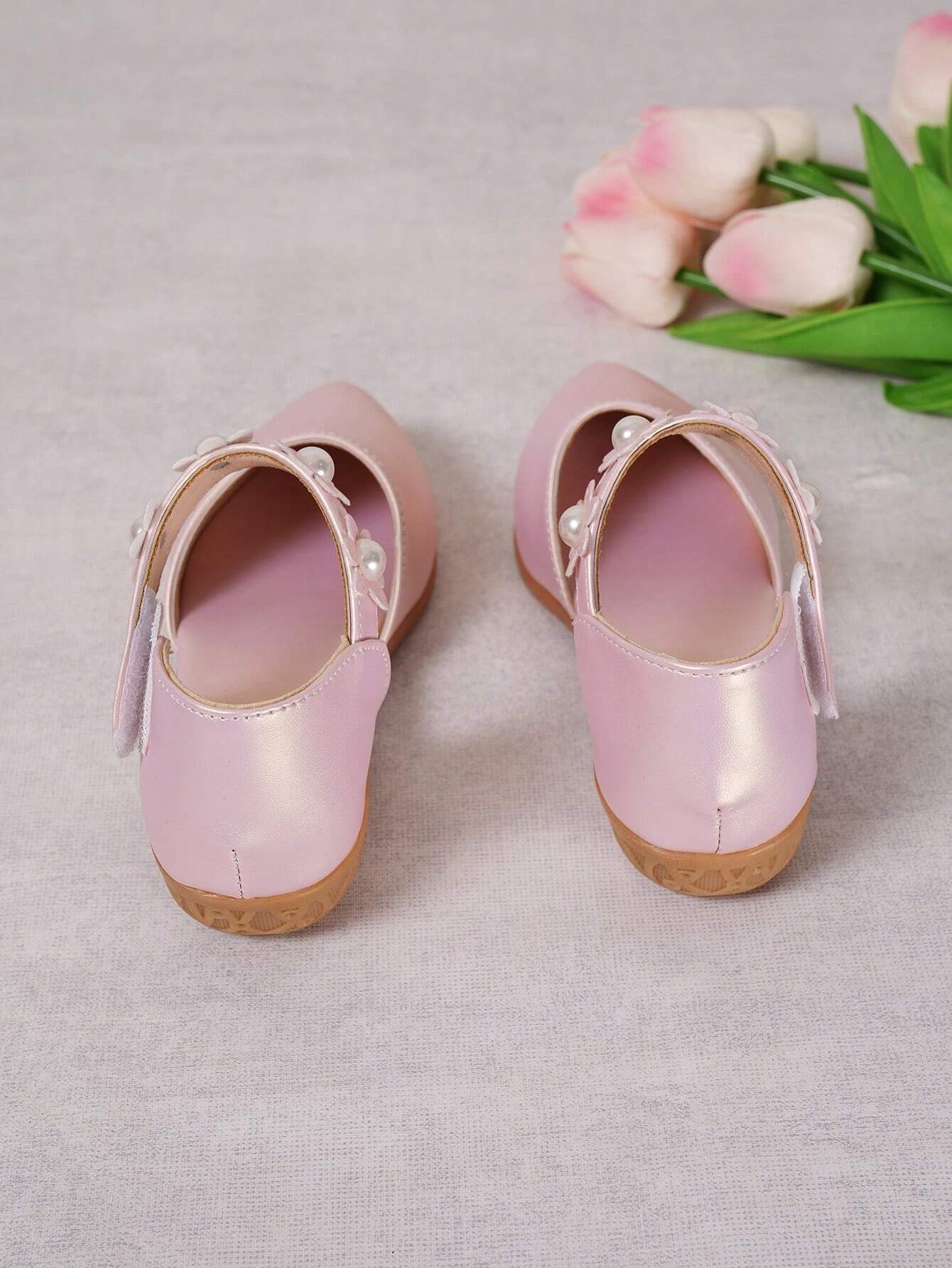 Girls' Floral Decorated Soft Sole High Heel Dress Shoes