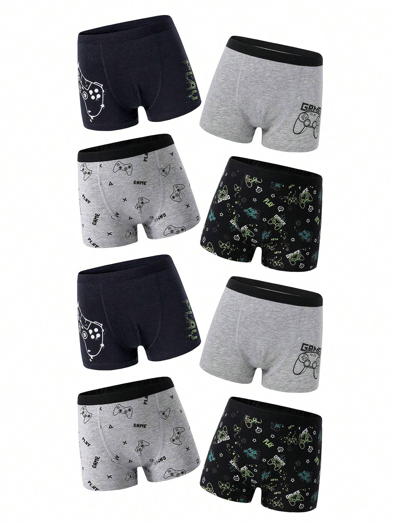 8pcs/Pack Young Boy Retro Video Game Printed Cotton Brief Underwear Multicolor
