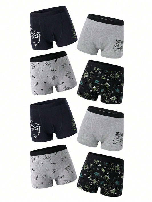 8pcs/Pack Young Boy Retro Video Game Printed Cotton Brief Underwear Multicolor