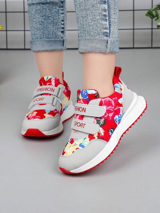 Children's Simple Floral Pattern Casual Fashion Sports Shoes