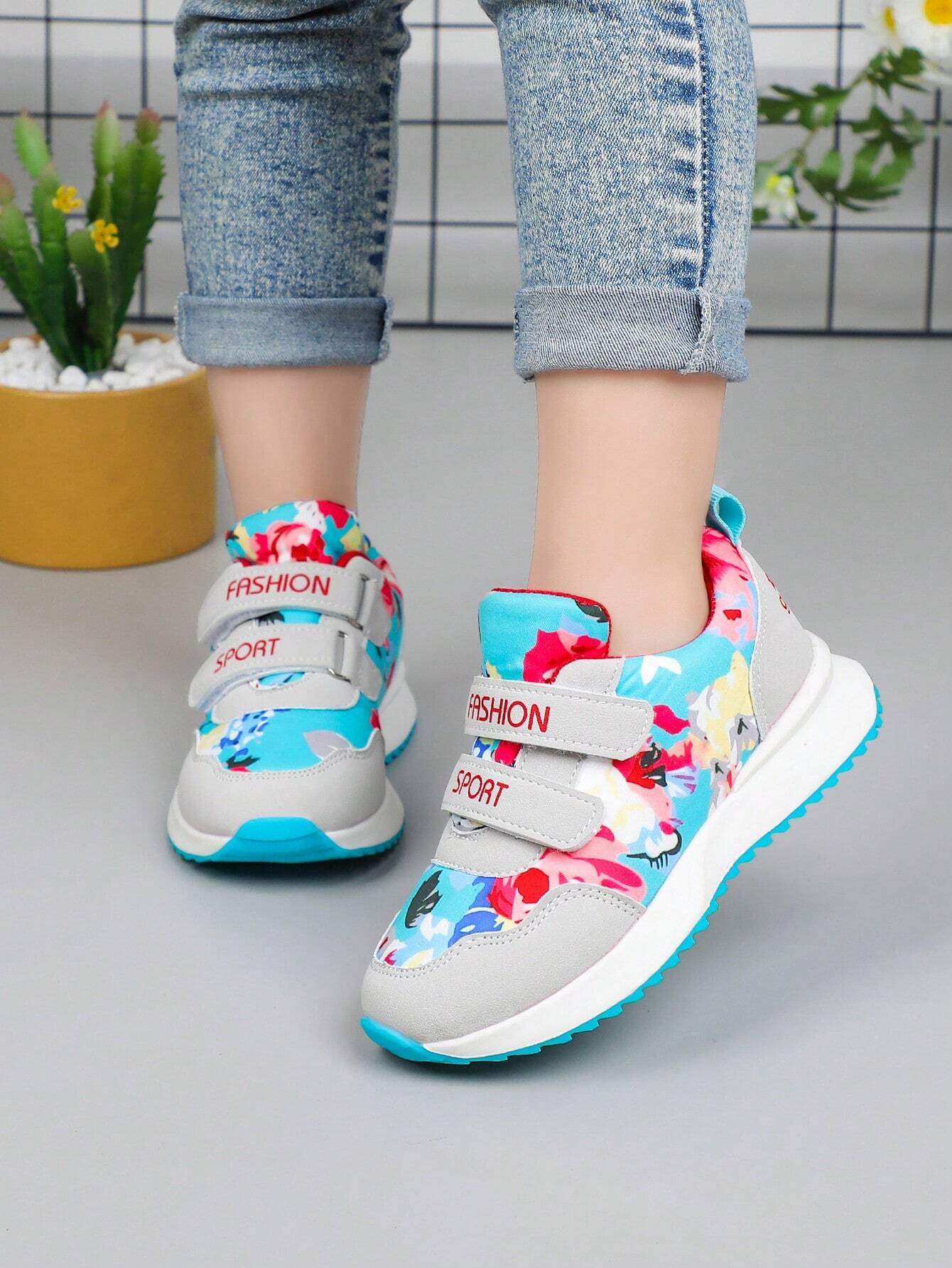 Children's Simple Floral Pattern Casual Fashion Sports Shoes