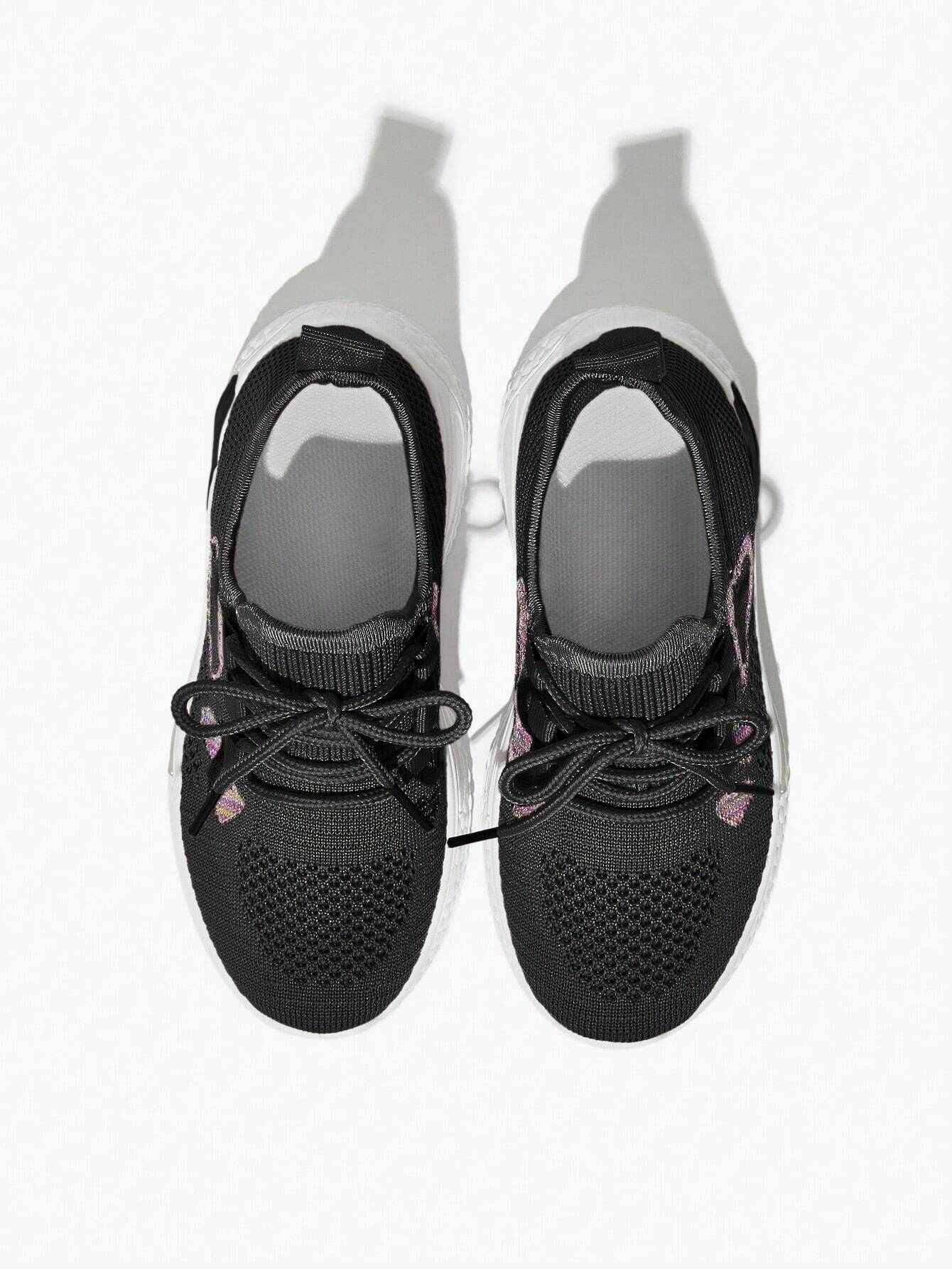 1 Pair Fashion Versatile Cute & Funny Breathable Lace-Up Heart Decor Casual Sneakers