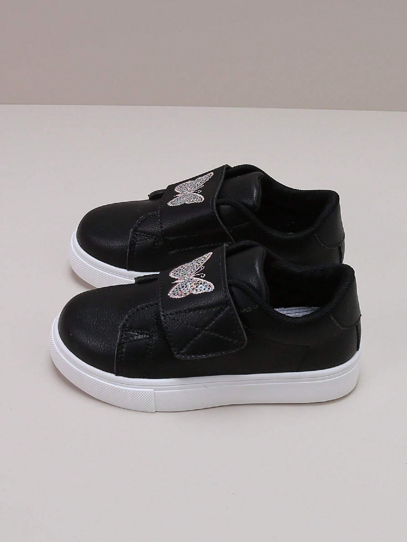 Kids' Casual High-Quality Butterfly Sequin Hook-Loop Sport Sneakers